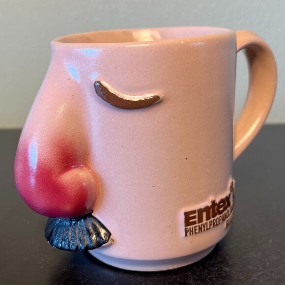 VTG Entex LA Drug Pharmaceutical Promotional 3-D Big Nose & Mustache Pottery Mug - Picture 5 of 12